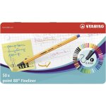 Kalanka - point 88 - stylo feutre pointe fine - boite mtal x 50 feutres fins - dont 5 fluo