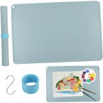 Kalanka - sous main de peinture en silicone 60 x 40cm, sous main bureau enfant bleu, tapis de peinture ...