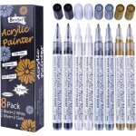 Kalanka - stylo acrylique noir blanc or argent, marqueur permanent de 0, 7 mm etanche stylo peinture ...