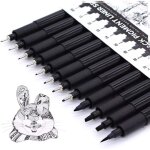 Kalanka - stylo noir pointe fine, 12 stylos a encre fineliner, feutres dessin, marqueurs, stylo feutre ...