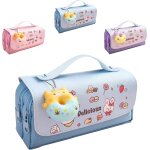 Kalanka - trousse scolaire avec poigne, 3 compartiment kawaii trousse a crayons de grande capacit, ...