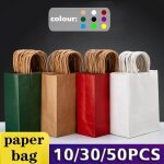 Kalec - 10 / 30 / 50pcs sac cadeau de fte de vacances avec poigne sac a provisions de bijoux thanksgiving ...
