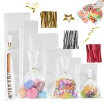 Kalec - 50 / 100pcs transparent plat ouvert sac de cellophane sac pour bonbons sucette biscuits d'emballage ...