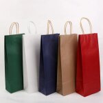 Kalec - stobag sacs cadeaux de vin en papier kraft sacs a poigne de couleur unie sacs porte - bouteille ...