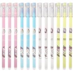 Kalhj - lot de 12 stylos a bille effaables a encre gel effaable - motif licorne - bleu - pointe de ...