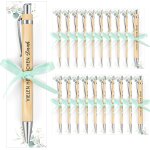 Kalhj - 20 set cadeau d'invit stylo a bille en bois rtractable avec inscription carte ruban bonbonnires ...