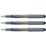 Kalhj - lot de 3 stylos plume jetable v - pen silver pointe moyenne noir