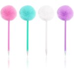 Kalhj - lot de 4 stylos a bille en peluche, couleur bonbon neutre, joli stylo d'criture cratif, stylo ...