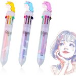 Kalhj - stylo couleur, 3pc stylo bille rtractable 10 couleur en 1 fourniture bureau scolaire papeterie ...