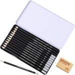 Kalop - lot de 12 crayons a papier dans une bote avec 1 gomme, crayons graphite professionnels pour ...