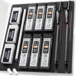 Kalop - 2 pices porte - mines noirs avec etui, criterium 0, 5 mm et 0, 7 mm avec recharge de mine hb ...