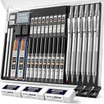 Kalop - 35 pices porte - mines artistiques dans un etui, crayon mcanique criterium 0, 5, 0, 7, 0, 9 ...