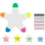 Kalqz - 1 surligneur etoile a cinq branches, 100 notes autocollantes, 4 pinces de papeterie, stylo intgr ...
