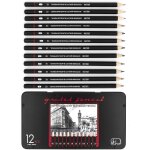 Kaojl - lot de 12 crayons a papier professionnels - avec 12 niveaux de duret - dans une bote en mtal ...