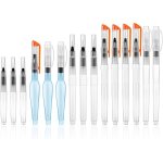 Kaojl - lot de 15 pinceaux a rservoir d'eau pour aquarelle, aquarelle, avec rservoir, interchangeables, ...