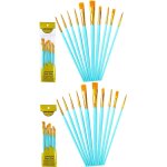 Kaojl - lot de 20 petits pinceaux bleu lac avec poigne en plastique pour aquarelle, acrylique, peinture ...