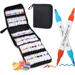 Kaojl - lot de 60 feutre acrylique, 0, 5 - 5 mm marqueurs acryliques a double extrmit, stylo de peinture ...