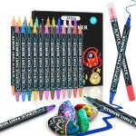 Kaojl - feutre acrylique, 24 couleurs pinceau double pointe peinture permanent marqueur acrylique pour ...