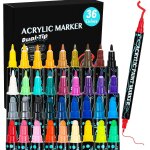 Kaojl - feutre acrylique, 36 colors permanent marqueur peinture acrylique a base d'eau, impermables ...
