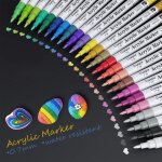 Kaojl - stylos de peinture, 24 couleurs peinture acryliques stylos 0. 7 mm pointe premium etanche feutres ...