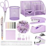 Kawoq - ensemble de fournitures de bureau, kit de fournitures de bureau avec bote de rangement, agrafeuse ...
