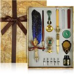 Kawoq - set de calligraphie vintage, stylo dip a plume set, plume d'oie a encre pour signatures, pour ...