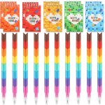 Kaxdl - bloc construction cadeau anniversaire enfant, avec 10 blocs - notes en spirale + 10 crayons empilables ...