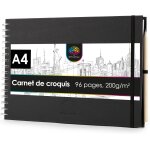 Kaxdl - carnet de croquis a4 a reliure spirale - format paysage - 96 pages 48 feuilles - carnet d'esquisses ...