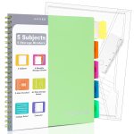 Kaxdl - mowee cahier a spiralescarnet a 5 sujets lign a 3 trous perfor avec intercalaires, poches ...