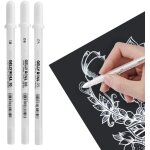 Khkui - set de 3 stylos opaques basic blanc stylo encre gel gelly roll blanc pour la dcoration, le lettering, ...