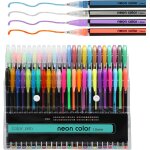 Khkui - set de 48 stylos gel ¿ 12 mtalliques, 12 stylo gel paillet, 12 non, 12 aquarelle ¿ pour ...