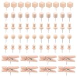 Kit d'assortiment de punaises en bois, avec pinces, t�tes en bois, en acier, pour planches en li�ge, ...