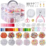 Kit de bracelets d'amiti� 12 styles, fil a broder de couleur, cordon elastique, disque de tressage, r�sultats ...