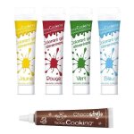 Kit de colorants alimentaires en gel + 1 stylo chocolat offert Kit de colorants alimentaires en gel + 1 stylo chocolat offert
