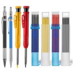 Kit de crayons de charpentier m�caniques avec 40 recharges, 4 crayons color�s a trous profonds pour le ...