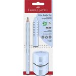 Kit crayon jumbo grip - faber - castell - bleu ciel - crayon b - gomme triangulaire - taille - crayon ...