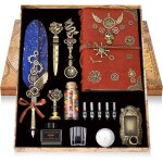 Kit d'encre et stylo plume avec plume - carnet de notes - 5 enveloppes a plumes interchangeables - papier ...