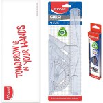 Kit gomtrie 4 pcs + 12 crayons a papier navy - rgle 30 cm + equerre scolaire 60 / 21 cm + equerre ...