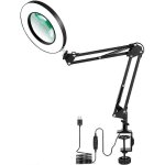 Lampe loupe led avec pince, 3 couleurs, 5 dioptries, bras pivotant rglable