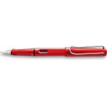 Lamy - stylo plume safari rouge brillant, plume acier de taille f, livr� en ecrin lamy.