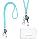 Lani�re collier en cristal, (bleu) porte - cl�s bling porte - badges transparent avec lani�re en cristal ...