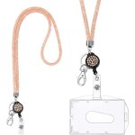 Lani�re collier en cristal, porte - cl�s bling porte - badges transparent avec lani�re en cristal r�tractable ...
