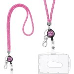 Lani�re collier en cristal, (rose p�che) porte - cl�s bling porte - badges transparent avec lani�re en ...