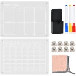 Lbgwp60 - lot de 2 calendrier magntique en acrylique frigo, 40x30cm transparent planificateur hebdomadaire ...