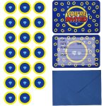 Lbgwp60 - 20pce cartes invitation d'anniversaire bleues, avec 20 enveloppes et 20 etiquettes autocollantes ...