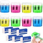 Lbgwp60 - 6 pcs taille crayon avec reservoir et 6 gommes en plastique blanc manuel taille coloré, taillecrayon ... Lbgwp60 - 6 pcs taille crayon avec reservoir et 6 gommes en plastique blanc manuel taille coloré, taillecrayon ...