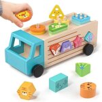 Lehoo castle jouet montessori educatif trieur de formes et couleurs en bois, 21 pi�ces, pour enfants ...