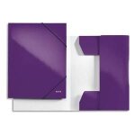 Leitz chemises 3 rabats a elastique wow en carton pellicul�. coloris violet.