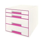 Leitz wow cube module de classement de bureau plastique rose et blanc