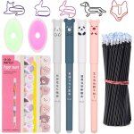 Letnerny - lot de 33 stylos mignons de 0, 35 mm - stylo a encre gel effa�able - noir - avec recharges ...